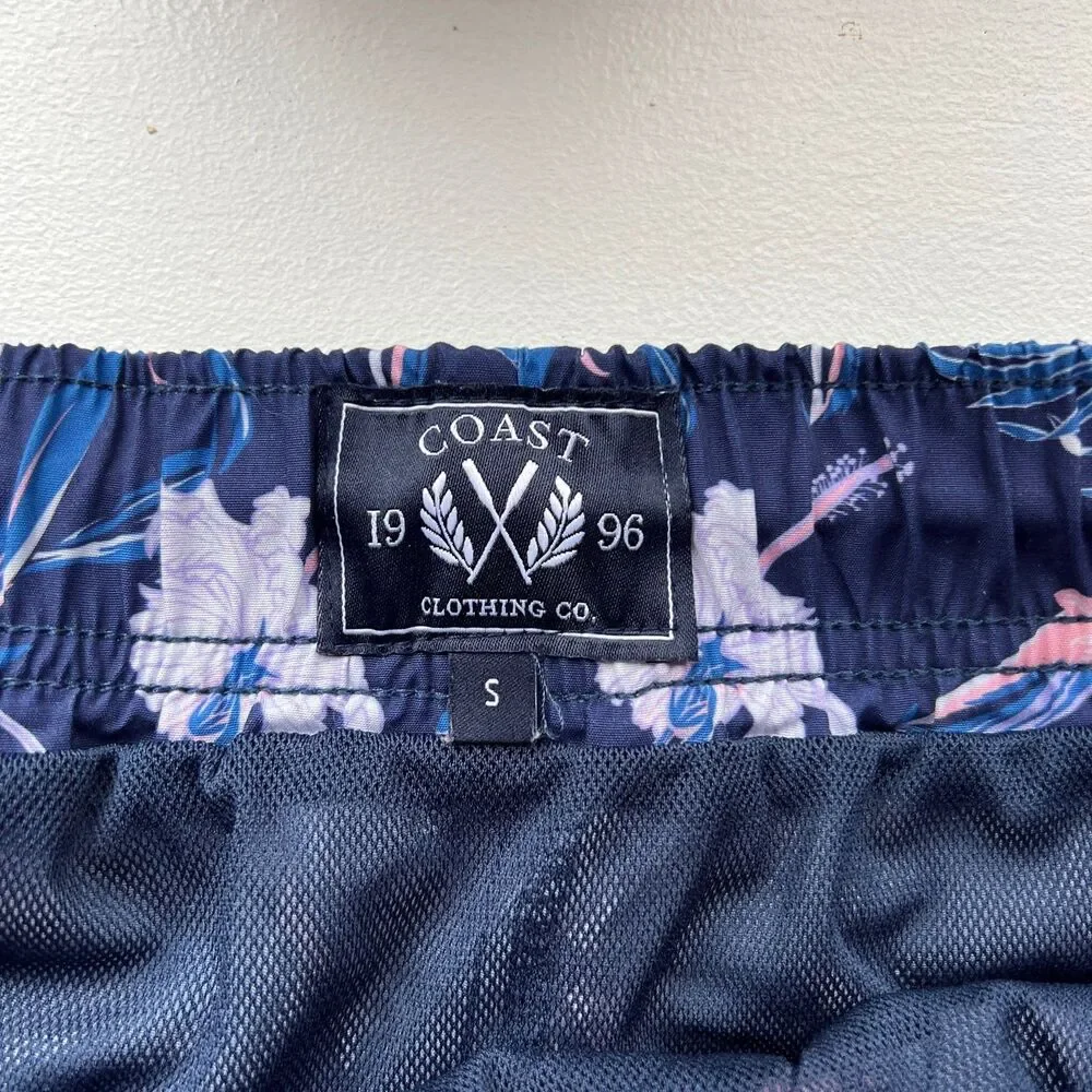 Coast Clothing 1996 Mens Swim Trunks Board Shorts Navy Pink Floral Pocket Sm